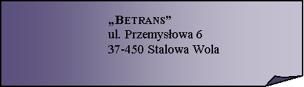 Zagity naronik:  Betransul. Przemysowa 637-450 Stalowa Wola 