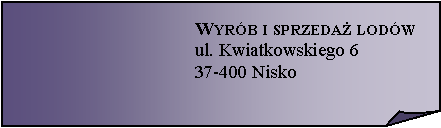 Zagity naronik:  Wyrb i sprzeda lodwul. Kwiatkowskiego 6 
37-400 Nisko 