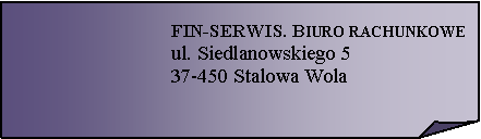 Zagity naronik:  FIN-SERWIS. Biuro rachunkoweul. Siedlanowskiego 537-450 Stalowa Wola 