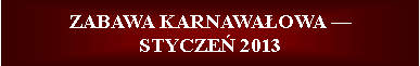Pole tekstowe:   ZABAWA KARNAWAOWA  STYCZE 2013