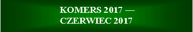 Pole tekstowe:   KOMERS 2017  
CZERWIEC 2017